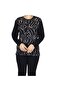 Women's Front Patterned Sleeve Button Detail Front Closed Combed Bluz-Sai̇lor3 - 3