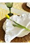 Pearl White Ruffled Napkin 6 Pieces Stain-Resistant Fabric Velvet Textured - 4