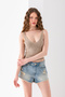 Herringbone Print Strappy Crop Top, Stylish Casual Beachwear, Sleeveless - 4