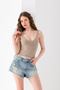 Herringbone Print Strappy Crop Top, Stylish Casual Beachwear, Sleeveless - 8