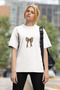Leopard Ribbon Printed Women's Crew Neck Cotton Oversize Short Sleeve T-Shirt - 3