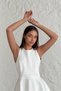 Back Low-Cut Bow Tie White Mini Evening Dress for Party & Graduation - 5