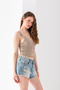 Herringbone Print Strappy Crop Top, Stylish Casual Beachwear, Sleeveless