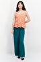 Women Ruffle Collar Floral Print Sleeveless Top, Dark Orange - 3