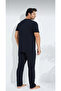Men's Cycling Embroidered Black Short Sleeve Combed Cotton Fabric Seasonal Pajama Set - 3