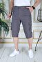 Gray Men's Slim Fit Capri Lycra Gabardine Bermuda with Cargo Pockets Below the Knee - 4
