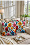 Autumn Themed 3D Digital Printed 2-Piece Throw Pillow Cover in Red and Yellow Colors