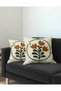 Embroidery Patterned Punch Background Digital Printed Autumn Themed Orange Green Colored 2-Piece Throw Pillow Cover - 2