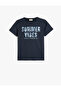 Slogan Printed Crew Neck Short Sleeve Cotton T-Shirt