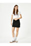 Mini Skirt High Waist Slit Detailed Slim Fit Crepe Scuba Fabric