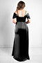 Sequin Sequin Detailed Satin Evening Dress Black Tbs374 - 2