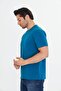 Men's Plus Size Cotton Crew Neck T-Shirt Blue 5014B-M - 4
