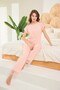 Aydoğan Women's Powder 95% Lyocell 5% Elastane Lace Detailed Pajama Set