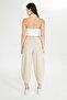 Beige Shalwar Trousers with Elastic Waist and Pockets - 2