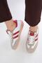 Tindra Genuine Leather Red Color Striped Women's Sports Shoes - 6