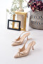 Women's Maya Beige Patent Leather Classic Heeled Shoes - 4