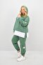 Women's Large Size Long Sleeve Hooded Rubber Leg Sweatpants Set 8180-25 - 6