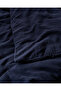 Marla Muslin Single 100% Cotton Fitted Sheet Lı Duvet Cover Set - Navy Blue - 6