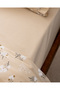 Jules King Size 100% Cotton Ruffle Bed Sheet Piece Duvet Cover Set - Beige - 5