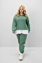 Women's Large Size Long Sleeve Hooded Rubber Leg Sweatpants Set 8180-25 - 5
