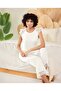Aydoğan Women's Cream 95% Lyocell 5% Elastane Lace Detailed Pajama Set