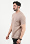 Men's bicycle collar waffle fabric textured t-shirt mink - 2709 - 6