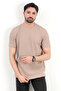 Men's bicycle collar waffle fabric textured t-shirt mink - 2709 - 5
