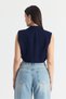Laci Crop Padded Single Button Pocket Detail Vest 6929 - 5