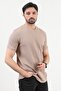 Men's bicycle collar waffle fabric textured t-shirt mink - 2709