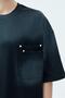 Washed Oversize T-Shirt with Pocket Detail Black - 8