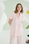 Muslin Fabric, 100% Cotton, Short Sleeve, Buttoned Front, Shirt Collar, Women's Pajamas Set - 2