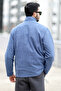 Men's Winter Fleece Sweatshirt Blue Half Zipper Stand Collar Throat - 6053 - 4