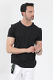Men's Black 100% Cotton Slim Fit Slim Fit Crew Neck Basic Single Jersey T-Shirt - 3