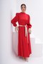 Red dress with ribbon on the sleeves - 3
