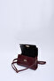 Burgundy Shk188 Faux Leather Single Compartment Lock Detailed Strap Hand, Arm and Shoulder Bag - 5