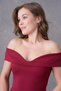 Flexible Scuba Fabric Low-cut Kiss Collar Burgundy Mini Dress Engagement Dress 019 - 2
