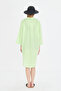 Women's Neon Green Front-Tie Thin Linen Fabric Midi Length Kimono Shirt Arm-24Y001081 - 5
