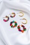 Natural Stone And Crystal Hoop Earring Set Mixed - 3