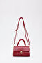 Red Shk109 Faux Leather Women's Hand, Arm and Shoulder Bag with Snap Fasteners and Adjustable Strap U:11 E:19 G:7 C