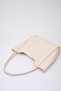 Cream Shk76 Large Size Women's Hand and Shoulder Bag with Snap Fastener Wick Strap Faux Leather Makeup Bag U:29 E - 5