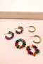 Natural Stone And Crystal Hoop Earring Set Mixed - 5