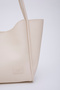 Cream Shk108 Women's Hand and Shoulder Bag with Snap Fastener Faux Leather Wallet and Makeup Bag - 6