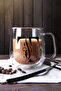 Double Walled Borosilicate 350ml Lettered Glass Mug Cup Kw-384
