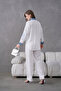 Women's Embroidered Denim Decorated Linen Shirt Double Set - 7