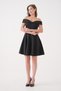 Flexible Scuba Fabric Kiss Neckline Black Evening Dress Graduation Dress 019 - 9