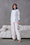 Women's Embroidered Denim Decorated Linen Shirt Double Set - 2
