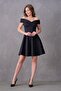 Flexible Scuba Fabric V-Neck Black Evening Dress Engagement Wedding Graduation 019 - 4