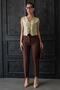 Bitter Brown Front Piping High Waist Women's Trousers Mg2425