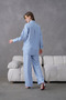 Women's Front Sequin and Embroidered Tulle Floral and Stone-Embellished Linen Shirt and Trousers Top and Bottom Set - 7