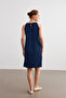 Women's Navy Blue Halter Neck Crinkle Mini Dress - 5